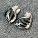 Chromuotas matinis su odine pavarų perjungimo rankenėlės &scaron;oniniu dangteliu DSG emblema, skirta VW Golf 6 7 R GTI Passat B7 B8 CC R20 Jetta 10 black