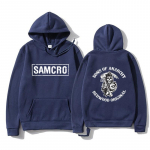 Hoodie su raide Samcro Sons Of Anarchy spaudiniu Madingas Kaukolės Streetwear Unisex Moteri&scaron;kas Per didelis Džemperis su gobtuvu Laisvi drabužiai XL blue