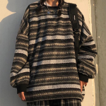 Moteri&scaron;ki vintažiniai dryžuoti megztiniai rudeniniai ilgomis rankovėmis Oversize megztinis Hip Hop Ulzzang BF Unisex Couples Žieminiai megztiniai Vir&scaron;utiniai