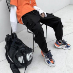 Negabaritiniai juodi vyri&scaron;ki drabužiai, bėgiotojai, megztiniai, medvilniniai krovininiai drabužiai Pantalon Homme, japoni&scaron;ki bėgiojimai Techwear hip-hop 5XL kelnės vyrams