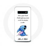 Coque pour Samsung Galaxy s10 edge Lilo et Stitch Ohana Citation Blanc