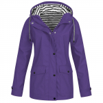 Moteri&scaron;ka tvirta striukė nuo lietaus lauko plius vandeniui atsparus gobtuvas nuo vėjo L violetinė