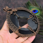 Natural Black Botswana Druzy Gemstone Copper Wire Wrap Gift Pendant 5.52 i7m41