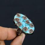 Natural Tibetan Turquoise Gemstone Copper Wire Wrap Gift Ring Size 6.5 p6v81