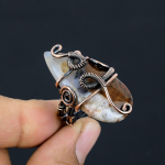 Natural Imperial Jasper Gemstone Handmade Copper Wire Wrap Ring Size 6.5 i7d10