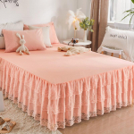 Pavasario ir vasaros nėriniuotas lovos sijonas Vienvietis princesės nėrinių &scaron;lifuotas čiužinys Neslystantis apsauginis užvalkalas lovatiesė Dovana 180*200cm 3pcs