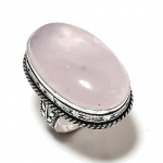 Natural Rose Quartz Gemstone Handmade 925 Sterling Silver Ring Size 8 i5a39