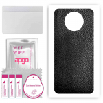 apgo Protective Skin Sticker for the back compatible with Xiaomi Redmi Note 9T, Wrap Film, Foil, Vinyl - Pattern Black Leather