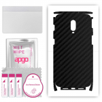 apgo Protective Skin Sticker for the back+sides compatible with OnePlus 6T ML, Full Wrap Film, Foil, Vinyl - Pattern Carbon Black