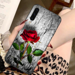 Gėlė Raudona Rožė Gėlė Telefono Dėklas Samsung A91 A81 A73 A72 A71 A30S A20 A12 A13 A52 A53 4G 5G Mink&scaron;tas Juodas Telefono Dangtelis Samsung A91