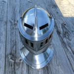 Viduramžių renesanso uždaras riterių &scaron;almas &ndash; poliruotas 18 gabaritų plieninis vidurio amžiaus kopija, atkurtos kostiumo &scaron;almo &scaron;arvai