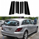 10 vnt. Blizgūs juodi automobilio lango statramsčio stulpeliai, tinkantys Mercedes-Benz R klasės W251 2006-2013 m. automobilių lipdukams