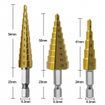 3&ndash;12 mm padengtas laiptuotas grąžtas &scaron;e&scaron;iakampės rankenos grąžtas metalo gręžimo elektrinis įrankis 3pcs