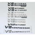 Sparno &scaron;onų raidės V8 V12 BITURBO KOMPRESSOR TURBO emblemos Automobilių lipdukų ženkleliai V12 BITURBO juoda