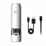 Nerūdijančio plieno USB įkraunamas elektrinis pipirų malūnėlis, LED &scaron;iltos spalvos lemputės 6 reguliuojamos Simple black