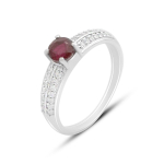Sidabrinis žiedas su natūraliu rubinu 0,932 ct, kubinis cirkonis, gaminio svoris 2,64 g (2165101) 17.5