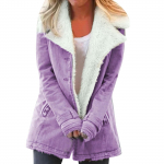 Moteri&scaron;ka laisvalaikio madinga striukė ilgomis rankovėmis pamink&scaron;tinta &scaron;ilta sagomis medvilninė striukė