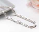 35cm-80cm 3mm Tikras Solidus Grynas 925 Sterlingas Sidabras Dėžutės Grandinėlės Karoliai Moterims Vyrams Papuo&scaron;alai Collier Kolye Collares Off White Ketting 35cm 3mm