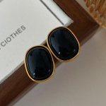 Agato Juodas Perlas Smeigtukas Sterlingo Sidabro Adata Auk&scaron;tos Klasės Hepburn Stiliaus Paprastas Retro Honkongo Stilius juoda
