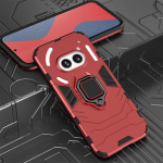 KEYSION Smūgiams atsparus &scaron;arvų dėklas, skirtas nieko telefonui 2A Plus, silikonas + PC metalinis žiedinis stovo laikiklis telefono dangtelis, skirtas nieko Phone2A Plus for Nothing 2A Plus raudona