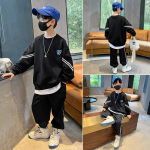 Madingas berniukų dviejų dalių pavasario ir rudens sportinis kostiumas, vaiki&scaron;ka rudens sportinė apranga 140cm