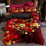 Prabangus klasikinis antklodės užvalkalų rinkinys 1*Antklodės užvalkalas + 2*Pagalvės užvalkalai Love Rose ra&scaron;to patalynės komplektas Mink&scaron;tas patogus antklodės užvalkalas miegamajam 135X200cm