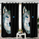 Gyvūnas Vilkas Giminės Totemas Atspalvio Užuolaidos Juodos ir Baltos Vilko Užuolaidos 2 Skydai Vaikų Kambarys Svetainė Miegamasis Balkonas Studija Dekoras 50W130H(CM)x2&Grommet Top