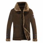 Žieminės vilnos, pastorinto dirbtinio kailio striukė su atvartais Vidutinio amžiaus laisvalaikio &scaron;ilta striukė vyrams M ruda