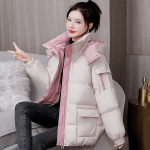 Moteri&scaron;kas rudens žiemos storas &scaron;iltas parkas Moteri&scaron;kas laisvalaikis vienspalvis didelės ki&scaron;enės laisvas gobtuvas trumpas paltas striukės vir&scaron;utiniai drabužiai XXL juoda