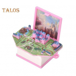 Miniatiūrinis 3D sulankstomas knygos raktų pakabukas, miniatiūrinis pasaulis, kabantis dekoracija mažytė kavinė Great Wall Castle Sulankstoma knyga raktų pakabukas C