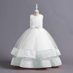 Graži vaiki&scaron;ka mergaičių vakarinė suknelė Vaikų kostiumų konkursas nėrinių princesės suknelės gėlėms mergaičių suknelė Eleganti&scaron;ka vestuvinė suknelė 160 balta