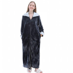 Rudens ir žiemos flaneliniai užtrauktukų chalatai moterims poroms, naktinės suknelės, madingi &scaron;ilti dideli atlapai, kimono, pailginantys, sustorinantys chalatą L