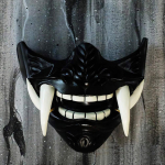 Japoni&scaron;ka Hannya kaukė De-mon Oni Sam-urai NOH Kabuki Prajna Devil Pusinės veido kaukė Cosplay One Size juoda