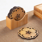 Creative Lotus Gėlių gėrimų padėkliukai Mediniai apvalūs puodelio kilimėlis Stalo kilimėlis Arbatos puodelis Kavos padėkliukas Namų dekoravimas Virtuvės aksesuarai