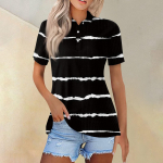 Moteri&scaron;ki madingi laisvalaikio atvartai trumpomis rankovėmis linijiniai mar&scaron;kinėliai, moteri&scaron;ki vir&scaron;utiniai sagomis S juoda