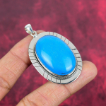 Miegantysis grožis turkio spalvos pakabukas, 925 prabos solidus sterlingas sidabro brangakmenių papuo&scaron;alas, Rankų darbo pakabukas, Padėkos dienai 2.20 Inches mėlyna