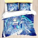 Hatsune Miku Anime 100% poliesterio patalynės komplektas Antklodės užvalkalo komplektas Spausdintas animacinis namų dekoras EU single(135x200cm)