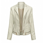 Europieti&scaron;ko ir amerikieti&scaron;ko stiliaus moteri&scaron;ka pavasarinė ir rudeninė laisvalaikio striukė, prigludusi, moteri&scaron;kas motociklininko kostiumas, didelių dydžių, su atlapu apykakle, PU odos striukė XXXXL chaki