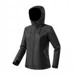 Moteri&scaron;ka Softshell striukė, lengva, su vilnos pamu&scaron;alu, atspari vandeniui, lietaus striukė su gobtuvu, skirta lauko žygiams M juoda