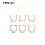 6 vnt. dvigubų sienelių izoliuoto stiklo espreso puodeliai 80/150/250/350/450 ml izoliuotas termostiklinis kavos puodelis arbatai/sultims/pienui, latte as picture