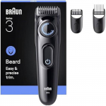 Barzdos kirpimo ma&scaron;inėlė - BRAUN - 3 serija - Itin a&scaron;trus peiliukas - Veikimo laikas 50 min - 40 ilgių juoda