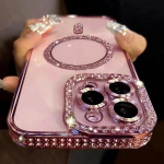 Naujas Mados Blizgučių Deimantų Skaidrus Dėklas iPhone 16 15 14 13 11 12 Pro Max 16 Plus Magnetinis Belaidis Įkrovimas Buferinis Dangtelis iPhone 13