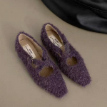 Madingi Mary Janes Batai Moteri&scaron;ki Auk&scaron;takulniai Smailus Pir&scaron;tas Kailiniai Prabangūs 2024 Rudens Laisvalaikio Batai Moteri&scaron;ki Suknelės vakarėlio Siurbliai Zapatos Mujer 40 violetinė