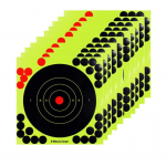 10 vnt. 8 colių taikinio lipdukų su ta&scaron;kais, lipnių, taikinys su buliaus akimi, fluorescencinis geltonas, &scaron;audymo taikinys lauko ir vidaus &scaron;audymo varžyboms, praktikai juoda