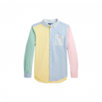 Polo Ralph Lauren SS24 Spalvų blokų siuvinėtas ponis Vienaeilis smailaus apykaklės laisvalaikio ilgomis rankovėmis mar&scaron;kiniai Vaikų mar&scaron;kiniai Daugiaspalvis CWPOWOVY6820455-999 M