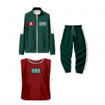 3 vnt./kompl. Cosplay kostiumas užsegamas džemperis &scaron;varkas rai&scaron;teliais kelnės su liemene Korėjieti&scaron;kas žaidimo sportinis kostiumas moterims vyrams sportui bėgimui sporto salei S N