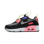 Nike Air Max 90 Toggle PS Dūminės pilkos ir saulėlydžio pulso spalvos vaiki&scaron;ki kedai Juodi metaliniai-sidabriniai CV0064-004 28