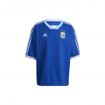 Adidas Argentinos rinktinės logotipas Siuvinėtas Dryžuotas trumpomis rankovėmis Futbolo mar&scaron;kinėliai Vyri&scaron;ki vir&scaron;utiniai drabužiai Mėlyni HG4239 L