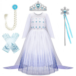 Helovino mergaitės princesės COS suknelės kostiumas tinklinis kepuraitė, pynė, karūnėlė, pir&scaron;tinės lazdelė, keturių dalių rinkinys 150 balta