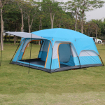 Dvisluokė lauko palapinė: Du kambariai ir gyvenamoji zona - Erdvūs, ne&scaron;iojami ir patvarūs stovyklavimui ir i&scaron;kyloms 4-6 people, 320x220x185 cm dangaus mėlyna spalva